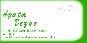 agota dezse business card
